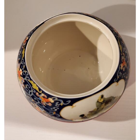 Red And Blue Decorative Urn With Suctioned On Lid With Tassle - Picture 6 of 10